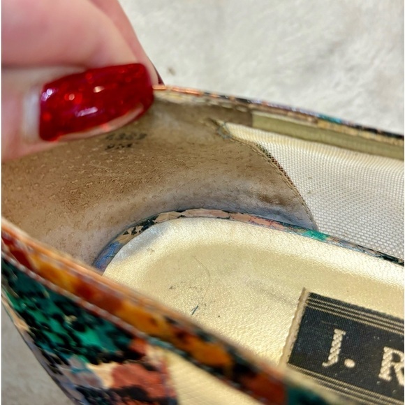 Vintage Heels J. Renee Size 9 Multicolored Snakeskin Metallic Orange Teal - Picture 13 of 16